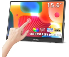 Pisichen nešiojamas jutiklinis monitorius, 15.6 colių fhd 1080p hdr usb-c su dvigubais garsiakalbiais, išorinis hdmi type-c jungtis, skirta pc telefonui XBOX ps4/5 switch