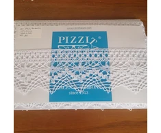 Pizzitaliani nėrinių juostelė - bobininiai nėriniai, balti, aukštis 6,5 cm x 10 m, nėrinių apvadas iš medvilnės, dekoratyvinės juostelės dirndliui, kostiuminei suknelei, vestuvių dekoracijoms ir rankdarbiams, pagaminta Italijoje