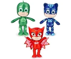 Pj masks rinkinys 3 pliušiniai žaislai 22cm originalūs owlette catboy gekko