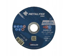 Pjovimo diskas nerūdijančiam plienui Weiler Metalynx Pro 125x1x22,2mm 20a60r-bf