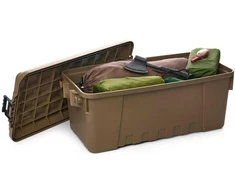 Plano Sportsman Trunk Medium 64l Desert Brown karinio lygio dėžė su dangčiu, didelio patvarumo didelis kempingo ir kariuomenės laikymo dėklas, puikiai tinkantis medžioklei, dažasvydžiui