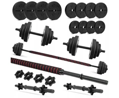 Platinum Fitness 20kg rinkinys surenkama štanga 2in1 treniruotėms, svoriai, grifas, hanteliai 2x10kg