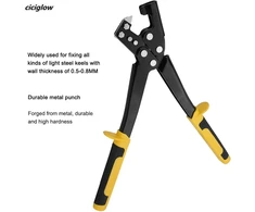Kelioninis Plieno varžtų užspaudėjas, 0,5–0,8 mm, lengvo plieno kilis, fiksuotų skylių replės, rankinis varžtų užspaudėjas, 310 mm kompozicinės replės dekoratyvinėms luboms, užspaudimo replės