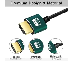 Plonas Micro Hdmi į Hdmi kabelis 5m, Ultra plonas lankstus, 4k@60hz
