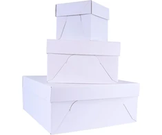 Pme Baking Essentials 8 colių kvadratinės tortų dėžės, 3 vnt., baltos