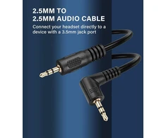 Pngknyocn stačiakampis 2.5mm audio aux kabelis, 90 laipsnių kampo 2.5mm trs kištukas į 2.5mm kištuką ausinių stereo audio adapterio kabelis (90 laipsnių į tiesų, 1.8m)