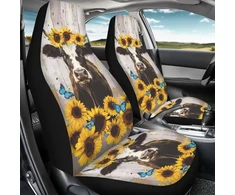Poceacles Bison Sunflower automobilinių sėdynių užvalkalai, 2 vnt., priekinės sėdynės apsauga suderinama su oro pagalve, transporto priemonės priekinių sėdynių užvalkalai, automobilio interjero aksesuarai