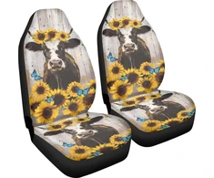 Poceacles Bison Sunflower automobilinių sėdynių užvalkalai, 2 vnt., priekinės sėdynės apsauga suderinama su oro pagalve, transporto priemonės priekinių sėdynių užvalkalai, automobilio interjero aksesuarai