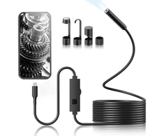 Pofet endoskopinė kamera su šviesa, 1080p wifi endoskopinė kamera mobiliajam telefonui su šviesa, vandeniui atspari ip67 inspekcinė kamera, suderinama su ios sistema su 5 metrų pusiau standžiu kabeliu