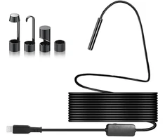 Pofet endoskopinė kamera su šviesa, 1080p wifi endoskopinė kamera mobiliajam telefonui su šviesa, vandeniui atspari ip67 inspekcinė kamera, suderinama su ios sistema su 5 metrų pusiau standžiu kabeliu