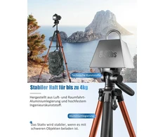 Polam-foto kameros trikojis, 188 cm kelioninis trikojis su nešiojimo krepšiu ir telefono laikikliu, aliumininis, skirtas veidrodiniams/dslr/telefonams/vaizdo kameroms, tvirtas stovas, (svoris 1,27 kg, apkrova 3,99 kg) oranžinis