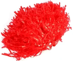 Pom šokėjos, šokėjų pomponai, metalinis gėlių kamuolys, pomponai, plastikinis žiedas grupinėms šokiams (raudonas)
