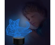 Ponlcy 3d iliuzijos lempa katė Led naktinė lemputė, 16 spalvų, nuotolinis valdymas, Usb stalinės lempos, miegamojo dekoracija, stalinė lempa vaikams, Kalėdų, gimtadienio dovanos