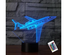 Ponlcy 3d iliuzijos lempa lėktuvas Led naktinė lemputė, 16 spalvų nuotolinio valdymo pultas Usb stalinės lempos, miegamojo dekoracija, stalinė lempa vaikams, kalėdinės, gimtadienio dovanos