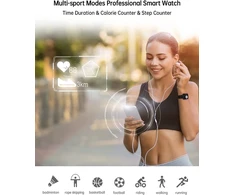 Popglory išmanusis laikrodis vyrams ir moterims, fitneso sekiklis, 1,4 colio spalvotas jutiklinis ekranas su kraujospūdžio matuokliu, fitneso laikrodis su širdies ritmo monitoriumi, miego stebėjimo funkcija, Ip67 atsparus vandeniui, sportinis laikrodis