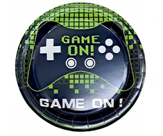 Popierinės lėkštės juodos 23 cm gamer žaidėjui game on rinkinys 6 vnt