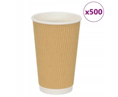Popieriniai puodeliai, 500 vnt., 16oz, 400ml, rudi
