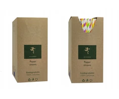 Popieriniai šiaudeliai Box, spalvotos juostelės / 250 vnt.