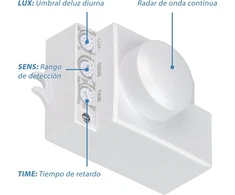 Popp® elektrinis jutiklinis jungiklis su judesio jutikliu, reguliuojamas paviršiumi, mikrobangų, ip20, maks. 360°, 2–18 m, laikas 10 sek. ± 3 sek. – 12 min. ± 1 min., aukštis (1 vnt.)