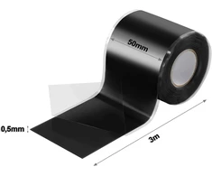 Poppstar savaime vulkanizuojanti silikoninė juosta remontui, izoliacijai ir sandarinimui (elektrai, vandeniui, orui) izoliacinė juosta, 3 metrų ilgio, 50 mm pločio, juoda