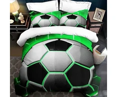 Porjdn futbolo patalynės komplektai vaikams, pagalvės užvalkalas 80 x 80 cm, futbolo patalynės komplektas berniukams ir mergaitėms 3d efektas futbolo raštas mikropluošto antklodės užvalkalas (style E, 135 x 200 cm)