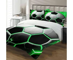 Porjdn futbolo patalynės komplektai vaikams, pagalvės užvalkalas 80 x 80 cm, futbolo patalynės komplektas berniukams ir mergaitėms 3d efektas futbolo raštas mikropluošto antklodės užvalkalas (style E, 135 x 200 cm)