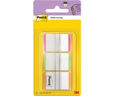 Post-it Index vėliavėlės - Strong 25mm - rožinės, žalios, oranžinės (22 vėliavėlės x 3 spalvos)