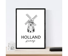 Posteriu ir paminklų šalių rinkinys. Amsterdamo miesto žemėlapis, Nyderlandų Kinderdijk paminklo žemėlapis. A3 formatas