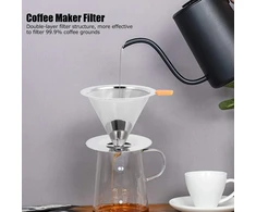 Pour over kavos dripperis, integruotas 304 nerūdijančio plieno kavos filtras, daugkartinis kavos filtras su rankena, itin smulkus mikro tinklelio filtras, kavos priedai, skirtas naminei kavai sausuose induose
