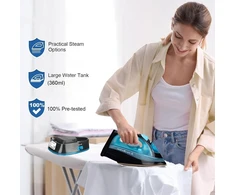 Powersteam garinis lygintuvas 2400 W belaidis su ultra keraminiu padu, belaidis garinis lygintuvas su apsauga nuo kalkių, 320 ml vandens talpa, apsauga nuo lašėjimo, vertikalus garas