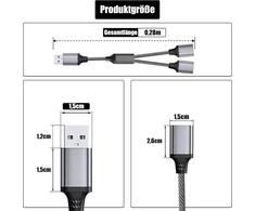 Powice 2 x Us B skirstytuvas, Us B skirstytuvas 1 į 2 Usb 2.0 kabelis, Us B skirstytuvas, Us B adapteris, Usb dvigubas kištukas, tinkamas duomenų perdavimui per Usb sąsajos plėtinį