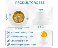 Powice 4 vnt. E27 prisukamas lemputės laikiklis E27 universalus lempos lizdo adapteris Led lempoms, baltas