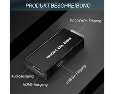 Powice Ps2 Hdmi adapteris, Ps2 į Hdmi adapterio keitiklis su 3,5 mm ausinių garso lizdu, Ps2 adapteris Hdmi, skirtas Hdtv Hdmi monitoriui, suderinamas su visais Ps2 ekrano režimais
