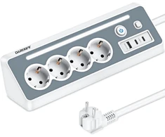 Prailginimo laidas su 2 Usb-c, 4 lizdai, kampinis, Led