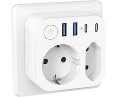 Prailginimo laidas su Usb-c, jungikliu, baltas