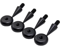 Precisiongeek M6 garsiakalbių smaigai/dėžės smaigai, juodas anoduotas aliuminis + 20 mm padėkliukai - 4 vnt. rinkinys