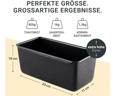 Premium skarda duonos kepimui su dangčiu, 23x11x10 cm