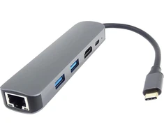 Premiumcord usb-c dokas su 4k hdmi, 2x usb 3.2, rj45 10/100/1000mbps ir pd 100w, uhd 4k 2160p 30hz rezoliucija, full hd 1080p, usb 3.2 type c, plug and play, aliuminio korpusas, ilgis 20 cm