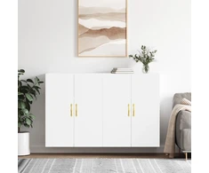 Prie sienos montuojamos spintelės, 2vnt., baltos, 69,5x34x90cm