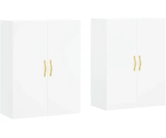 Prie sienos montuojamos spintelės, 2vnt., baltos, 69,5x34x90cm