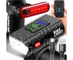 Priekinis ir galinis dviračio žibintas led usb
