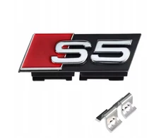 Priekinių grotelių emblema S5 ženkliukas logotipas Audi sidabrinis 7x2,2cm Premium