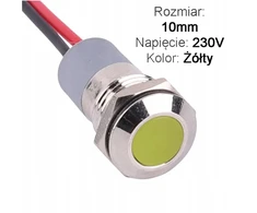 Prietaisų skydelio signalinė Led lemputė 10mm 230v geltona