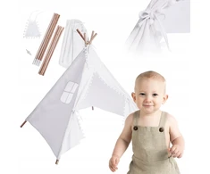 Primabobo Tipi palapinė vaikams Didelė 110x110cm Balta Teepee vigvamas