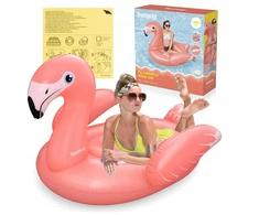 Pripučiamas čiužinys flamingas gigantas baseinui paplūdimiui su rankenomis 168x120cm Bestway