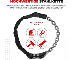Pro-bike Tool dviračio spyna su kodu - apsauginė spyna elektriniam dviračiui, kalnų dviračiui, turistiniam dviračiui - dviračio trosinė spyna su kodu - trosinė spyna - 90 cm