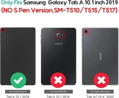 Procase dėklas, skirtas Galaxy Tab A 10.1 2019 (t510 T515 T517), itin plonas lengvas išmanusis dėklas, lengvas stovas su permatomu matiniu galiniu dangteliu, spalva: vyno raudonumo