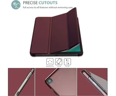 Procase dėklas, skirtas Galaxy Tab A 10.1 2019 (t510 T515 T517), itin plonas lengvas išmanusis dėklas, lengvas stovas su permatomu matiniu galiniu dangteliu, spalva: vyno raudonumo