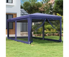 Proginė palapinė su 6 tinklinėmis sienomis, mėlyna, 3x6m, HDPE