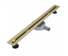 Proline 80cm aukso spalvos linijinis trapas plytelėms, plieno sifonas, dušo kabina, padėklas